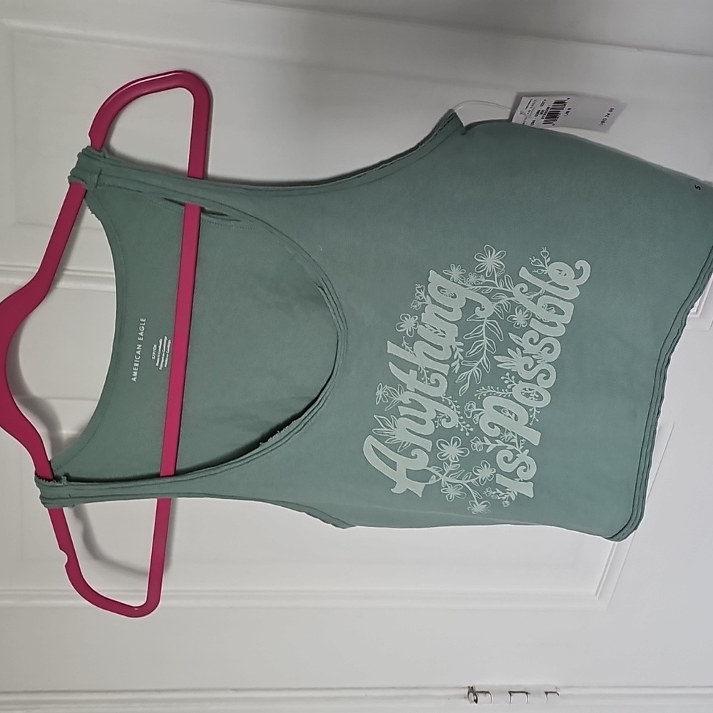 NWT American Eagle Cropped Tank "Anything Is Possible"